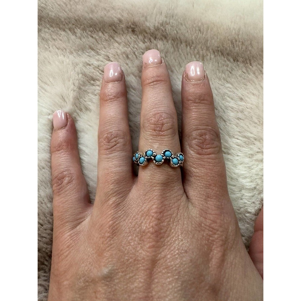 Turquoise Cluster Sterling Silver .925 Ring -